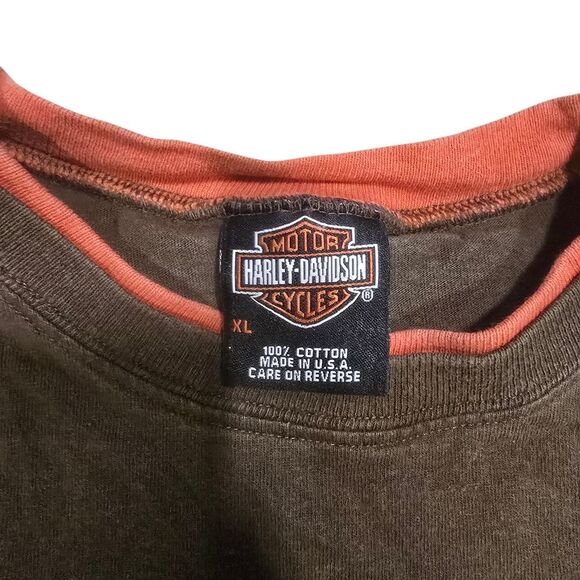 Harley-Davidson Vintage Brown and Orange Long Sleeve Shirt Size Xl - Picture 4 of 6